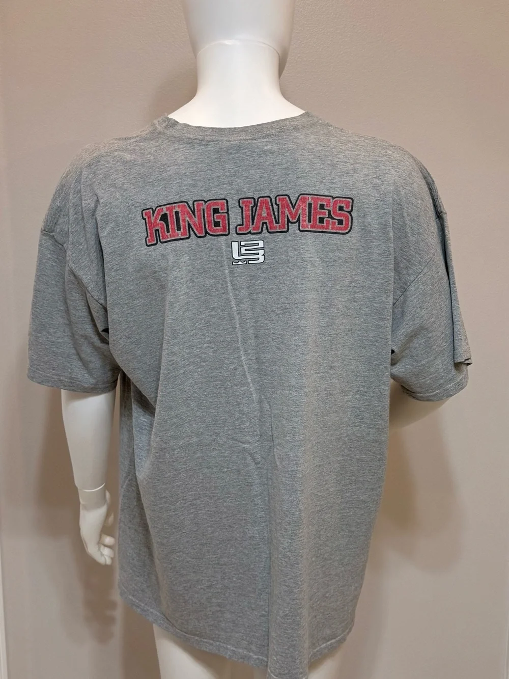 Nike Air King James Grey Short Sleeve Graphic Tee with Black & Red Print XXL